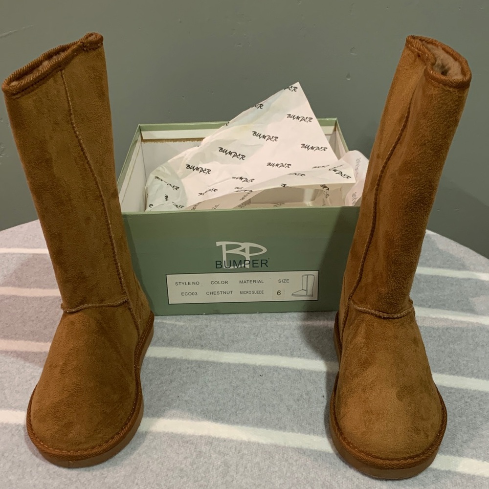 Bumper Tan Suede Mid-Calf Boots new in box